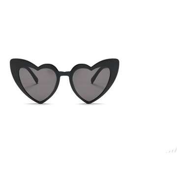 MINCL/Fashion Love Heart Shaped Sunglasses For Women Girls Sunglasses UV400 (black)
