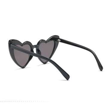 MINCL/Fashion Love Heart Shaped Sunglasses For Women Girls Sunglasses UV400 (black)