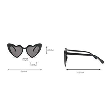 MINCL/Fashion Love Heart Shaped Sunglasses For Women Girls Sunglasses UV400 (black)