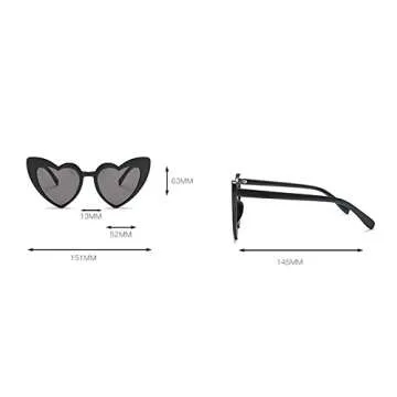 MINCL/Fashion Love Heart Shaped Sunglasses For Women Girls Sunglasses UV400 (black)