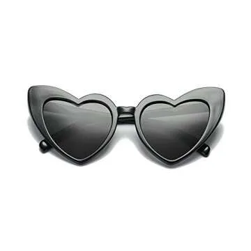 MINCL/Fashion Love Heart Shaped Sunglasses For Women Girls Sunglasses UV400 (black)