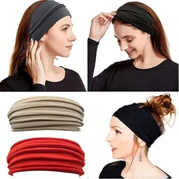 MyWaWa 14 Pack Womens Headbands Head Band For Women's Hair Stretchy Women Head Bands Women Hair Bands Sports Workout Running Turban Cooling Headwrap Headband Accessories