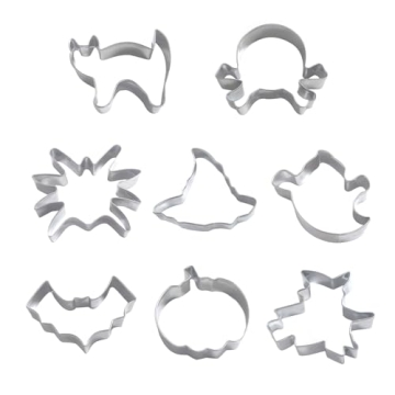 Quacc 8 Piece Halloween Cookie Cutter Set - Bake Fun Treats with Pumpkin, Bat, Skull Shapes