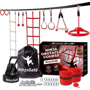Ninja Obstacle Course for Kids - 10 Obstacles & Slackline