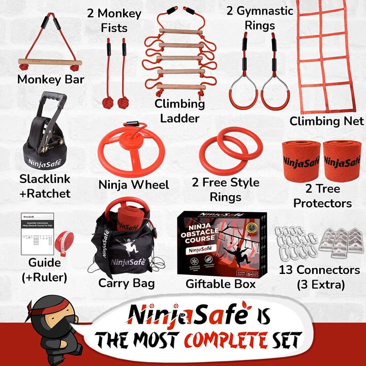 Ninja Obstacle Course for Kids - 10 Obstacles & Slackline