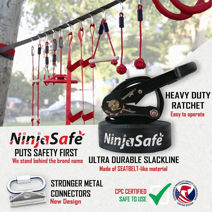 Ninja Obstacle Course for Kids - 10 Obstacles & Slackline