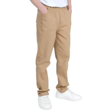 Stylish CAMLAKEE Boys' Stretch Chino Pants for Ages 10-11