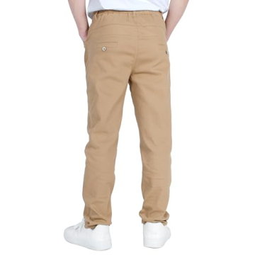 Stylish CAMLAKEE Boys' Stretch Chino Pants for Ages 10-11