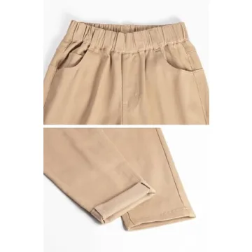 Stylish CAMLAKEE Boys' Stretch Chino Pants for Ages 10-11