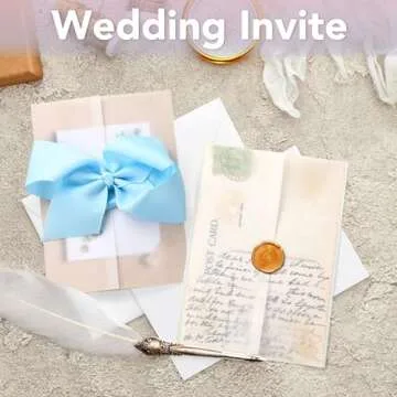 VOISEN 60Pack Vellum Jackets for 5x7 Invitations,115GSM Pre Folded Vellum Wraps, Wedding Birthday Invitation Vellum Paper, Transparent Wedding Invitation 5x7 Vellum Jackets