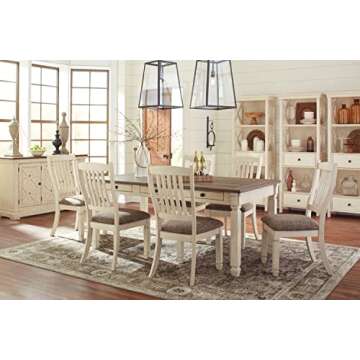 Signature Design by Ashley Bolanburg Farmhouse Dining Table with Drawers, Seats up to 6, Whitewash