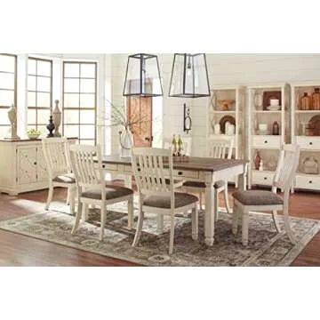 Signature Design by Ashley Bolanburg Farmhouse Dining Table with Drawers, Seats up to 6, Whitewash