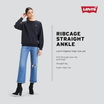 Levi's Women Ribcage Straight Ankle Jeans in Black Rinse
