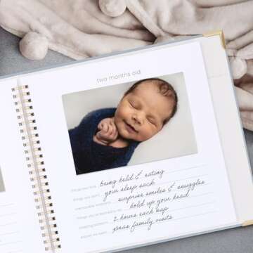 Keepsake Baby Memory Book for Boys and Girls – Timeless First 5 Year Baby Book With Photoslots –...