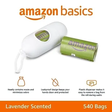 Amazon Basics Lavender Scented Dog Poop Bags - 540 Count