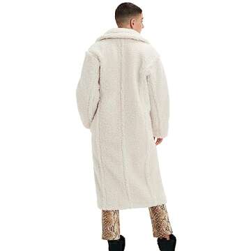 UGG Women's Gertrude Long Teddy Coat, Winter White, S