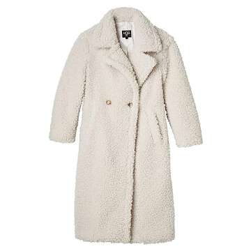 UGG Women's Gertrude Long Teddy Coat, Winter White, S