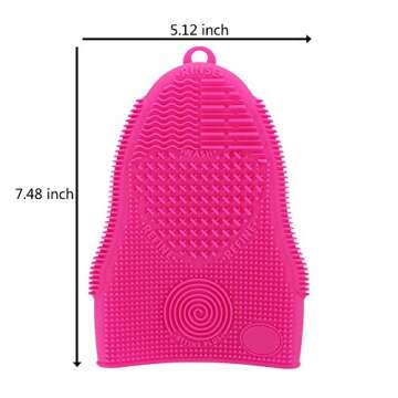 ScivoKaval Makeup Brush Cleaner Glove Mat Mitt Silicone Cosmetic Cleaning Scrubber Tool Face Brushes and Eye Brush Washing Pad Pink (Rose Red)