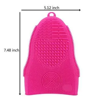 ScivoKaval Makeup Brush Cleaner Glove Mat Mitt Silicone Cosmetic Cleaning Scrubber Tool Face Brushes and Eye Brush Washing Pad Pink (Rose Red)