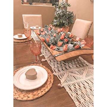 Yesland 4 Pack 11.8'' Rattan Tablemats and Woven Placemats - Natural Round Braided Water Hyacinth Weave Placemat - No-Slip Heat Resistant Charger Plate for Table, Coasters, Pots, Pans, Teapots