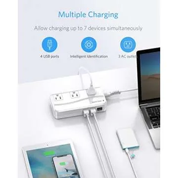 BESTEK Universal Travel Adapter, Worldwide Plug Adapter 110-220V to 110V Voltage Converter 250W with 6A 4-Port USB Charging 3 AC Sockets and EU/UK/AU/US/India International Outlet Adapter