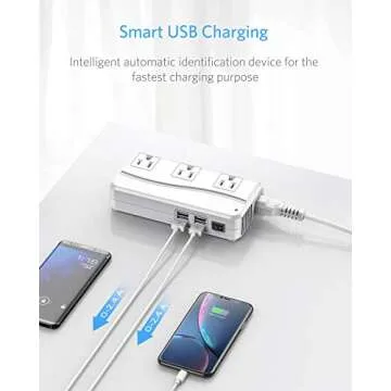 BESTEK Universal Travel Adapter, Worldwide Plug Adapter 110-220V to 110V Voltage Converter 250W with 6A 4-Port USB Charging 3 AC Sockets and EU/UK/AU/US/India International Outlet Adapter