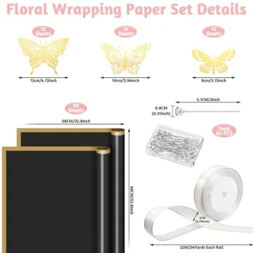 118Pcs Flower Bouquet Wrapping Paper Kits for DIY Crafts