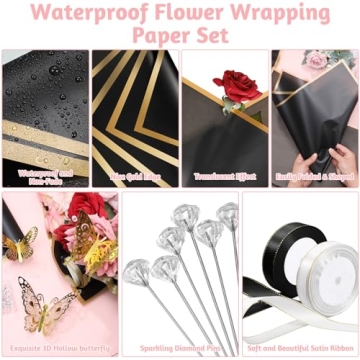 118Pcs Flower Bouquet Wrapping Paper Kits for DIY Crafts