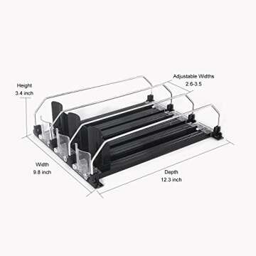 Mlesi Drink Organizer for Fridge | Refrigerator Bottle Can Organizer, Self-Pushing Soda Can Dispenser Holds Up to 12 Cans, Beverage Storage for Pantry/Vending Machine