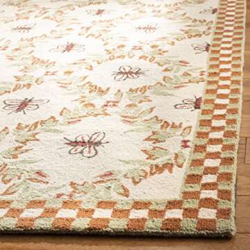 SAFAVIEH Chelsea Collection Accent Rug - 3'9" x 5'9", Ivory & Rust, Hand-Hooked French Country Wool,...
