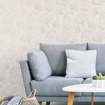 NuWallpaper NUS3578 Silver Hikarigaoka Peel & Stick Wallpaper for Elegant Home Decor