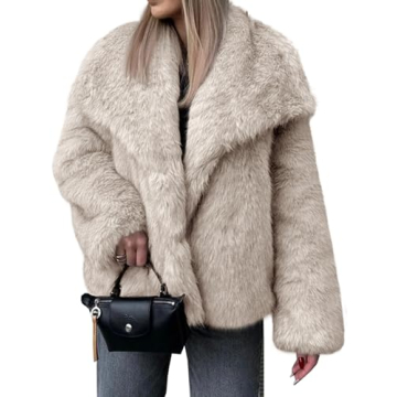 Cicy Bell Womens Faux Fur Coat Winter Shaggy Casual Oversized Lapel Jackets Warm Fuzzy Outerwear