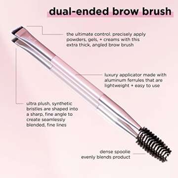 Real Techniques Dual-Ended Brow Brush, For Shaping & Filling Eyebrows, Travel-Friendly Spoolie & Liner Brush, Blend Natural, Full, or Laminated Brows, Luxury Applicator, Vegan, 1 Count