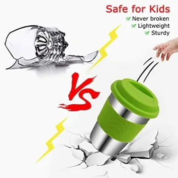 Rommeka Stainless Steel Kids Cups with Silicone Lids & Straws