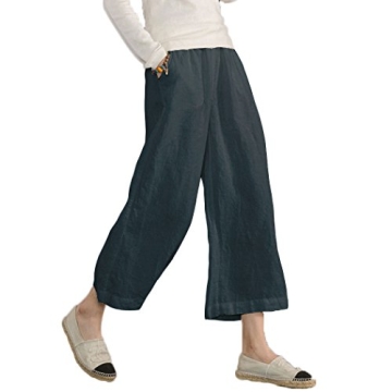 Stylish ECUPPER Women's Linen Capri Pants for Summer Fashion