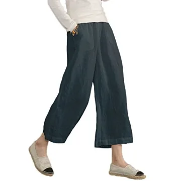 Stylish ECUPPER Women's Linen Capri Pants for Summer Fashion