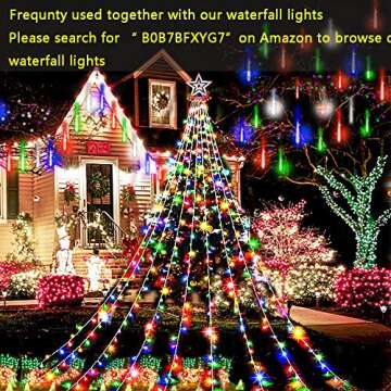 Aokudoni Christmas Lights, 16 inch/ 40 cm Meteor Shower Rain Lights, Christmas Decorations Outdoor Yard, Christmas Lights Outdoor for Tree House Holiday Party Wedding, UL Plug, Multicolor