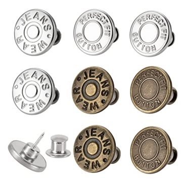 8 Sets of 17 mm Pants Button Jean Buttons Pins - Adjustable Metal Pants Button Tightener