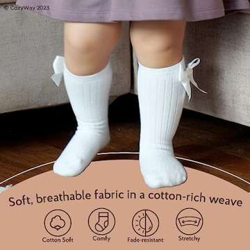 CozyWay Ruffled Baby Knee High Socks for Girls, 5 Pack, Neutral Pastels, 0-6 Months Old