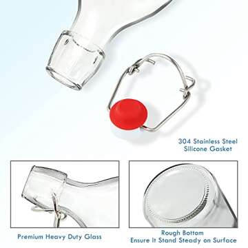 YEBODA 16oz Swing Top Bottles -Glass Beer Bottle with Airtight Rubber Seal Flip Caps for Home Brewing Kombucha,Beverages,Oil,Vinegar,Water,Soda,Kefir (6 Pack) (16 Oz- Set 6 (New))