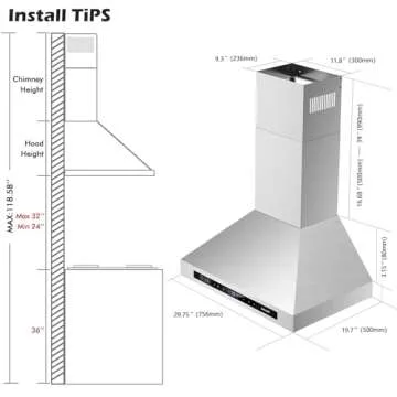 30 inch Wall Mount Range Hood with 900 CFM Suction