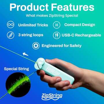 ZipString Original - Classic Rope Launcher Toy for Endless Tricks & Fun, Perfect Gift for Kids & Adu...