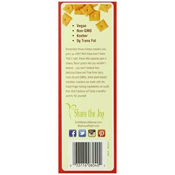 Earth Balance Vegan Snacks, Cheddar Flavor Squares, 6 oz (Pack of 6)