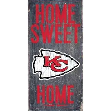 Home Sweet Home Distressed Vintage Wood Sign for Fan Wall Decor CHOOSE YOUR TEAM!!! (Kansas City Chiefs)