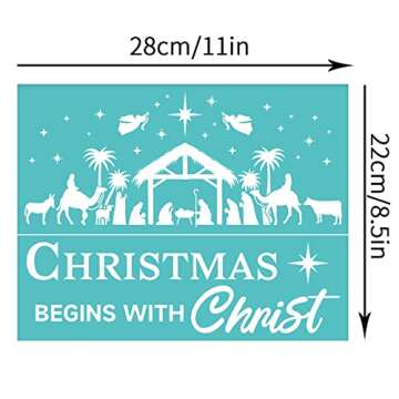 OLYCRAFT 2pcs Self-Adhesive Silk Screen Printing Stencils Christmas Theme Mesh Transfers Stencil Washable Reusable Silkscreen Stencil for Printing on Wood T-shirts Canvas Fabric - 28x22cm/11x8.5 inch