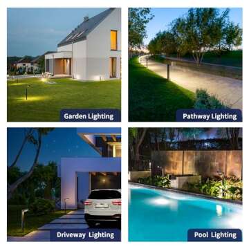 Gardenreet Low Voltage Pathway Lights Brass, LED Landscape Path Lights, Yard Lights Outdoor Waterproof IP65, 12V Wired L Shape Black for Garden Walkway with 3W 270LM 2700K G4 Bulb 4 Pack