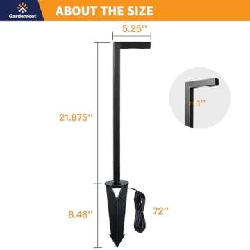 Gardenreet Low Voltage Pathway Lights Brass, LED Landscape Path Lights, Yard Lights Outdoor Waterproof IP65, 12V Wired L Shape Black for Garden Walkway with 3W 270LM 2700K G4 Bulb 4 Pack