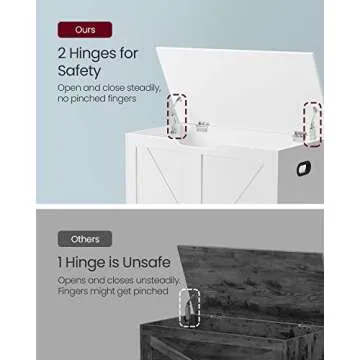 VASAGLE Storage Chest, Storage Trunk with 2 Safety Hinges, Storage Bench, Shoe Bench, Farmhouse Style, 15.7 x 31.5 x 18.1 Inches, for Entryway, Bedroom, Living Room, Cloud White ULSB062T14