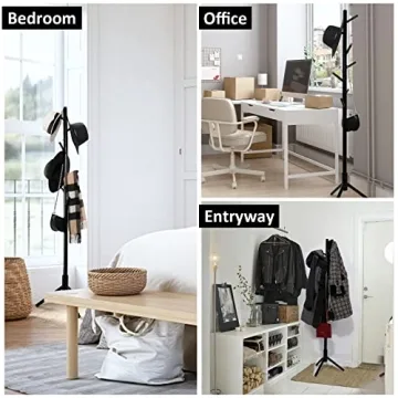 Alotpower Adjustable Wooden Coat Rack with 8 Hooks