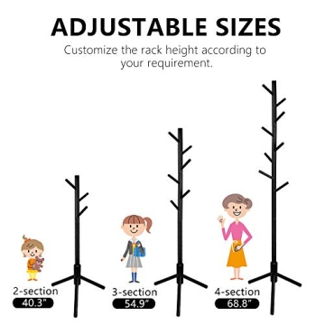 Alotpower Adjustable Wooden Coat Rack with 8 Hooks